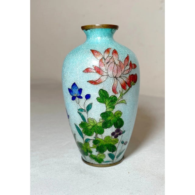 Antique 19th Century Japanese Meiji Miniature Foil Enamel Signed Bronze Vase Urn For Sale - Image 4 of 12