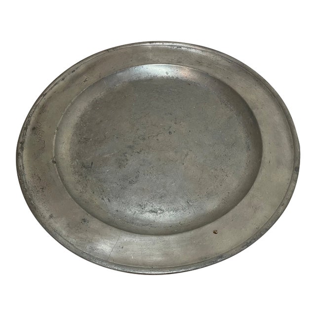 Huge Antique 18th Century Samuel Ellis Centerpiece Pewter Dinner Plate Platter For Sale