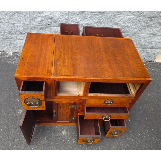 Mid 20th Century South East Asian Tansu Double-Sided Steps Two-Part Interlocking Storage Cabinet For Sale - Image 5 of 10