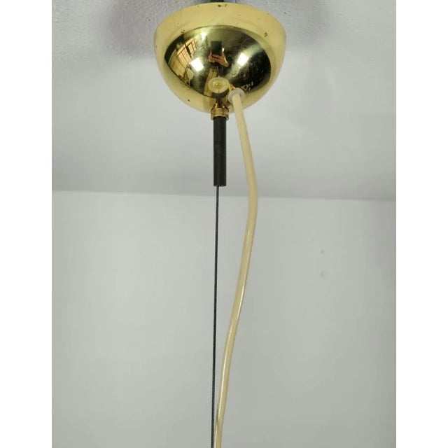 Gold Vintage Suspension Lamp in White Murano Glass, Italy, 1970s For Sale - Image 8 of 9