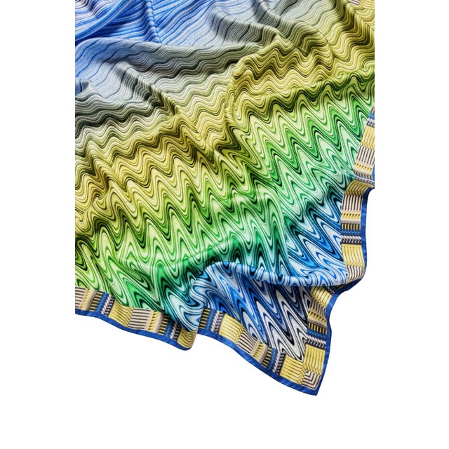 Blue Vintage Missoni Silk Scarf For Sale - Image 8 of 8