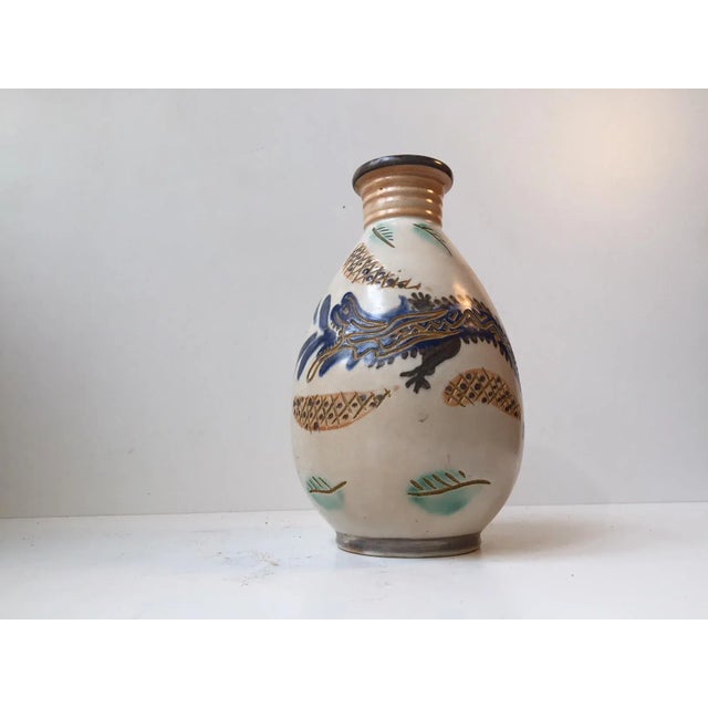 Cream Dragon Ceramic Vase by Terra Danica, 1950s For Sale - Image 8 of 8
