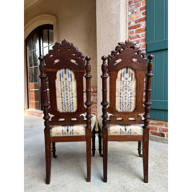 Pair Antique French Dining Chairs Renaissance Carved Oak Black Forest C1880 For Sale - Image 11 of 18