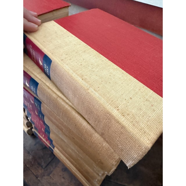 Mid-Century Set of 27 (Twenty Seven) Zane Grey Books Vintage Western Collection Tan Cloth Binding Red Blue Spine For Sale - Image 10 of 12