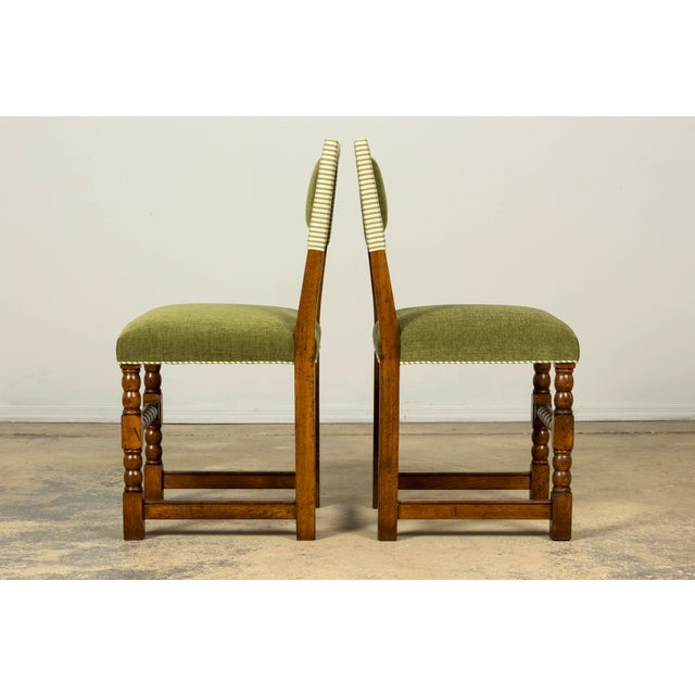 Late 19th Century French Louis XIII Oak Dining Chairs in Moss Green, Set of 10 For Sale - Image 13 of 18