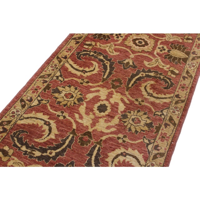 1990s Shabby CHic Ziegler 1990's Pink/Tan Wool Runner Rug- 3'3'' X 18'3'' For Sale - Image 5 of 10