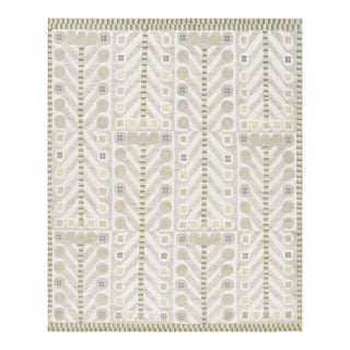 Rug & Kilim’s Scandinavian Style Rug in Off-White and Beige Geometric Patterns - 14x20 For Sale