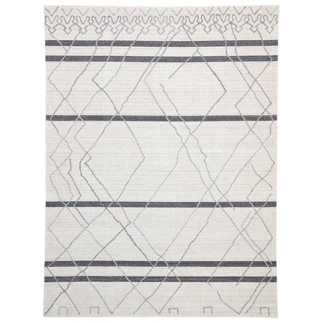 Contemporary Gray Modern Moroccan Style Area Rug - 9′10″ × 11′10″ For Sale