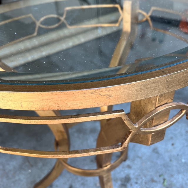 1980s 1980s Arteriors Modern Gold Leaf Finished Cinched Waist Side Table For Sale - Image 5 of 12
