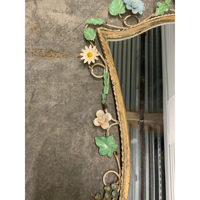 Vintage Tole Floral Mirror and Shelf For Sale - Image 10 of 13