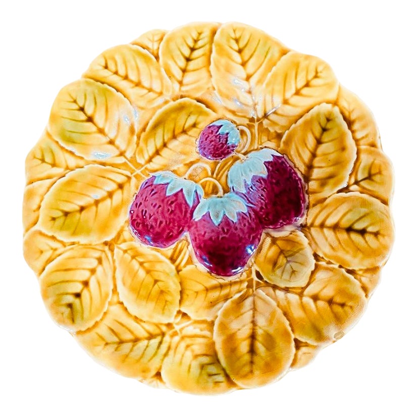 Majolica Strawberry French Plate Sarreguemines, Circa 1920 Chairish