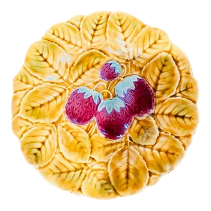 Majolica Strawberry French Plate Sarreguemines, Circa 1920