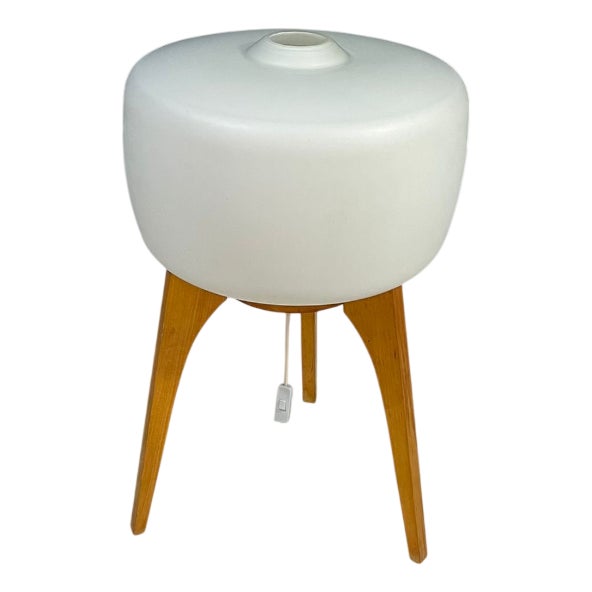 Large Floor Lamp in Wood & Frosted Glass by Uluv, Czechoslovakia, 1960s For Sale