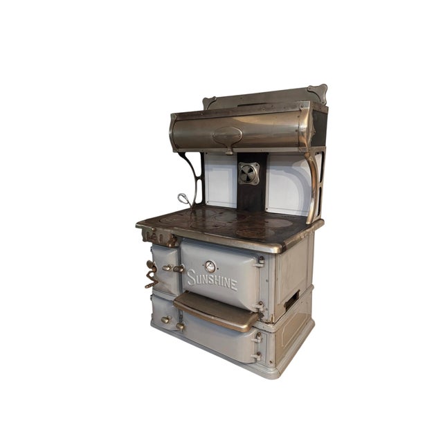 Sky Blue 1923 Reading Stove Works Sunshine Cabinet No. 83-20 Blue-Gray Enamel Antique Range For Sale - Image 8 of 10