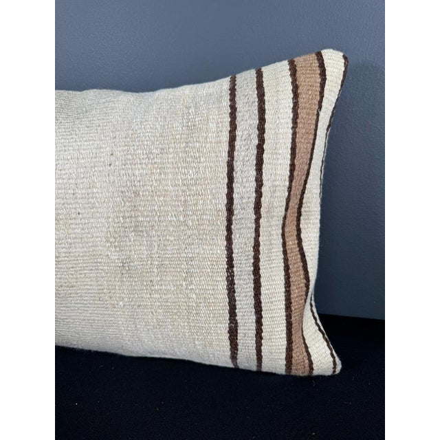 Turkish Hemp Pillow Cushion Natural Beige Brown Pillow Cushion Cover 16" x 24" For Sale - Image 4 of 4