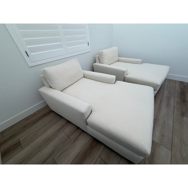 Contemporary Restoration Hardware Maxwell Chaises (Set of 2) For Sale - Image 3 of 6