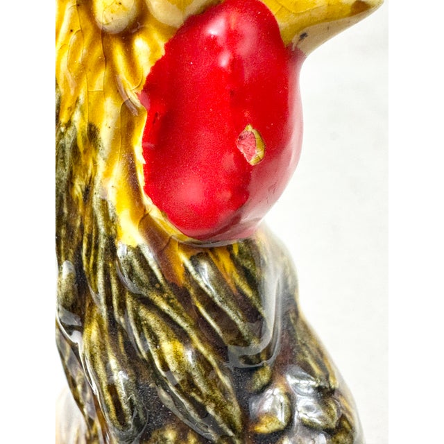 Dark Green Vintage Ries Japan Hand Painted Ceramic Rooster Figurine For Sale - Image 8 of 8