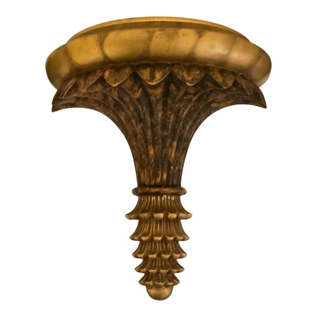 Traditional 20th-C. Regency Style Gilt and Faux Tortoise Wall Brackets / Shelves - Pair For Sale - Image 3 of 6