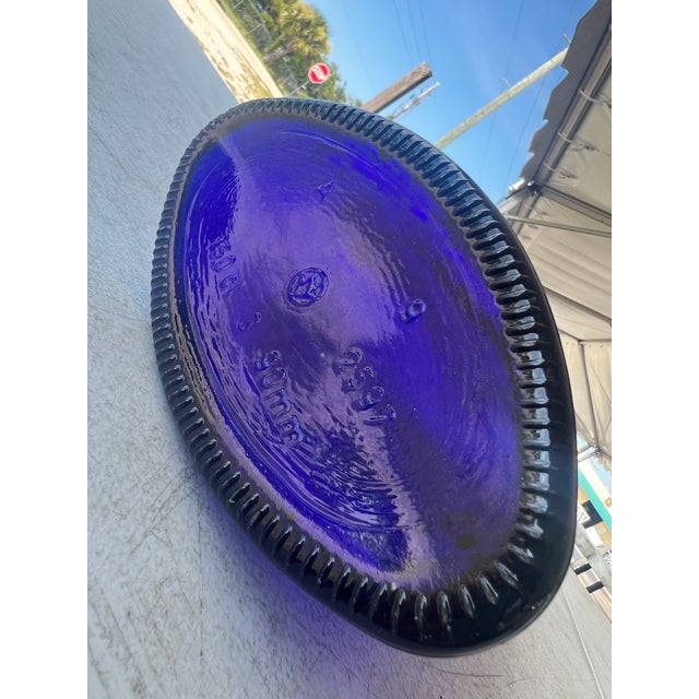 1990s Vintage Cobalt Blue Art Glass Decanter For Sale - Image 5 of 7
