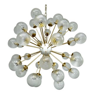 21st Century Nova Satin Brass Clear Balloton Murano Sputnik Chandelier by Fabio LTD For Sale