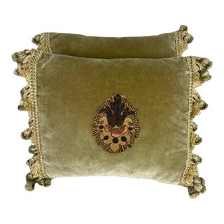 Pair of Appliqued Velvet Pillows by Mla For Sale