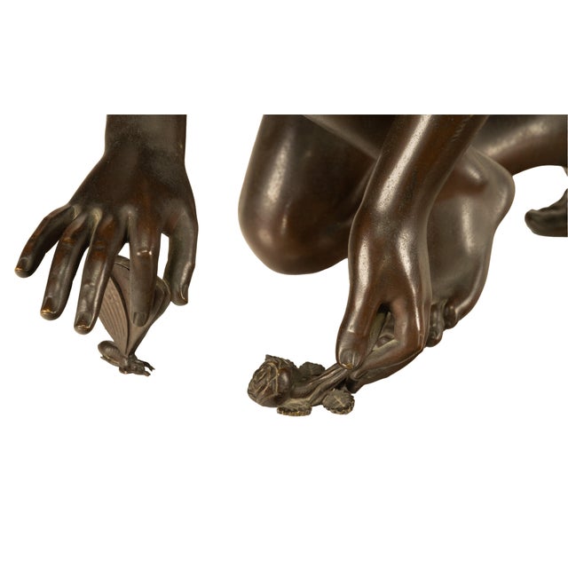 Monumental Antique French Bronze Sculpture Statue Cupid & Marble Ormolu Pedestal by Antoine-Denis Chaudet, 1870 - Set of 2 For Sale - Image 18 of 18