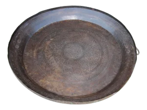 Asian Hammered Metal Bronze Oversized Urli Vessel with Handles South India