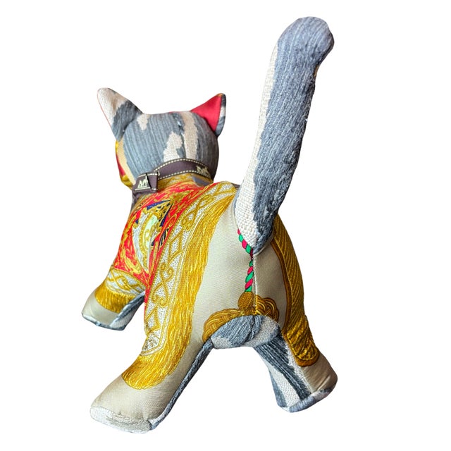 French Hermes Poste Et Cavalerie Vintage Silk Scarf Charming Kitten For Sale - Image 3 of 3