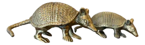 Pair of Vintage Solid Brass Armadillo Sculptures — 1970s Hollywood Regency