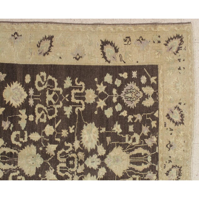 Antique Oushak Carpet, Handmade Turkish Oriental Rug, Beige, Taupe, Charcoal For Sale - Image 11 of 18