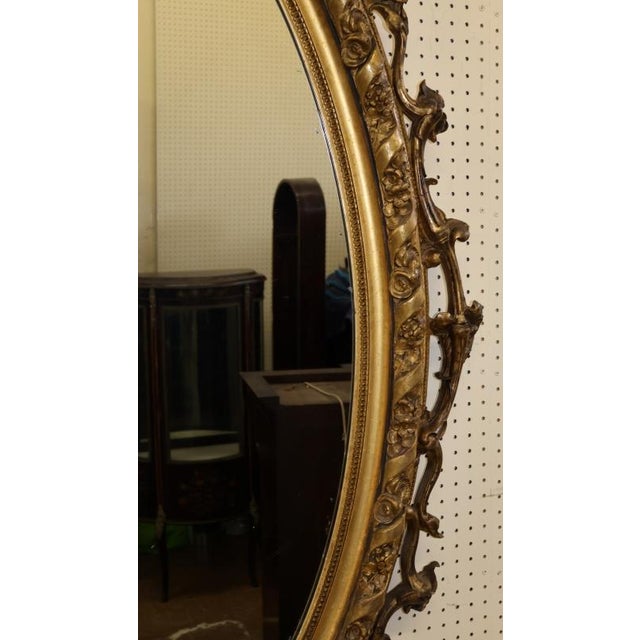 Wood Large Mid 19th Century Gold Gilt American Philadelphia Floral Wall Mirror For Sale - Image 7 of 18