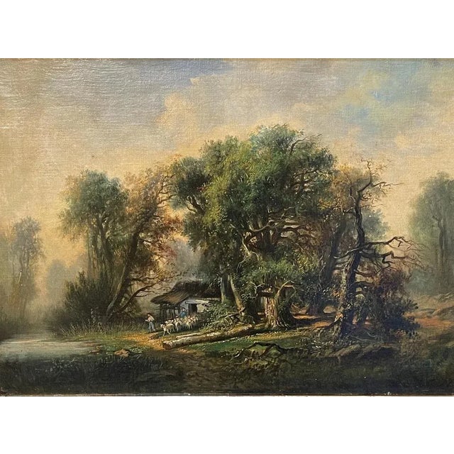 Old Master Painting, Oil on Canvas, Woodland Landscape, Alfred Williams, 19th Century A painting rich in detail, figures,...