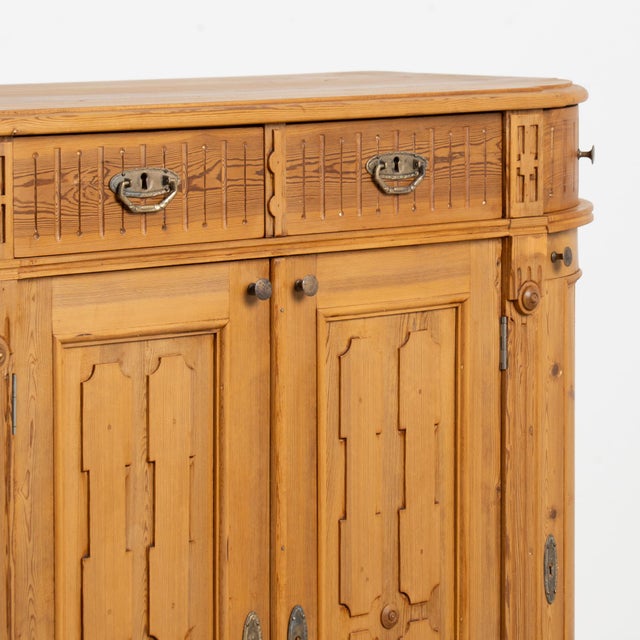 Brown 19th Century Swedish Pine Sideboard With Curved Sides For Sale - Image 8 of 18