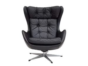 Vintage Danish Swivel Armchair in Leather, 1970s