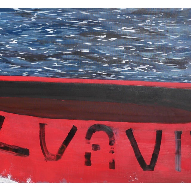 Moisés Villafuerte "Salvavida" Blue, Red, and White Contemporary Seascape Painting with Texts, 2023 For Sale - Image 11 of 11