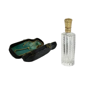 19th Century Dutch Crystal and Gold Scent or Perfume Bottle
