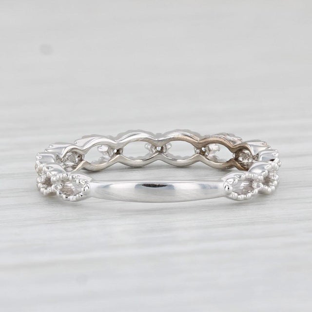 New 0.15ctw Diamond Ring 14k White Gold Size 6.5 Band Wedding Stackable For Sale - Image 4 of 7