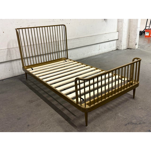 Contemporary Crate & Barrel Wembley Kids Twin Antique Brass Bed For Sale - Image 3 of 12