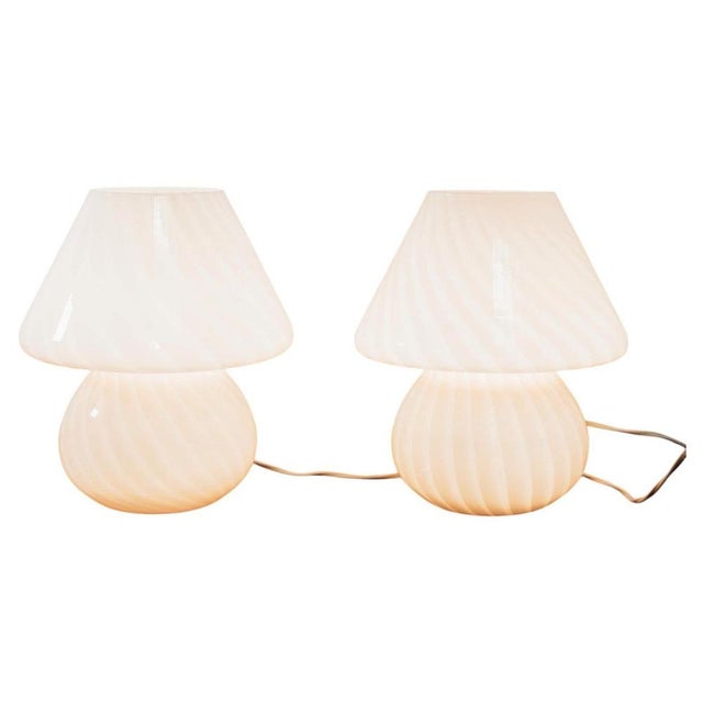 Pink Murano Glass Mushroom Table Lamps, 1970s, Set of 2 For Sale - Image 15 of 15