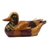 Mid 20th Century Lacquered Wooden Duck Decorative Decoy Figurine For Sale