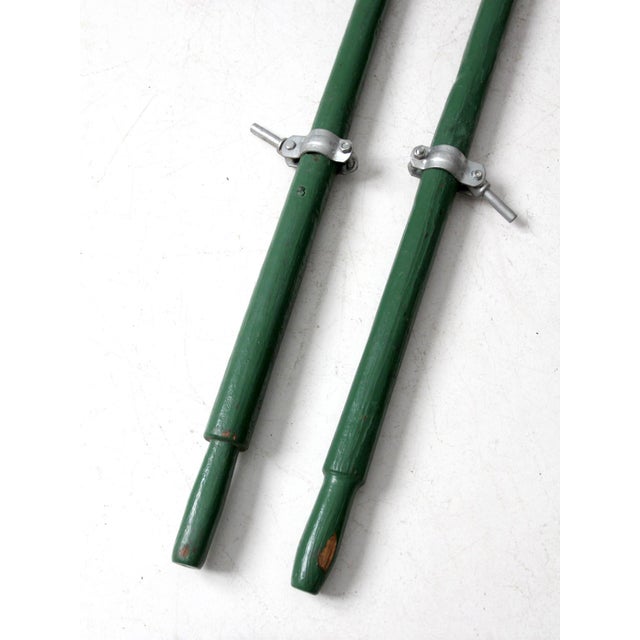 Green Vintage Painted Wooden Oars Pair For Sale - Image 8 of 11