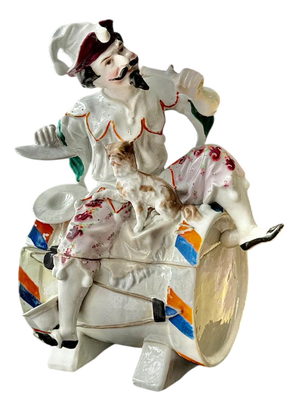 Large Antique German Figural Tobacco Jar Jester with Cat from Conta & Boehme, 1890s