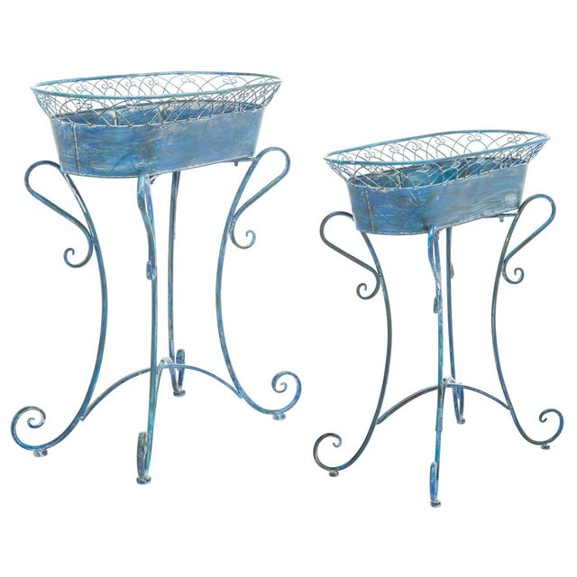 Blue Hendrick Planters - Mossy Blue For Sale - Image 8 of 9