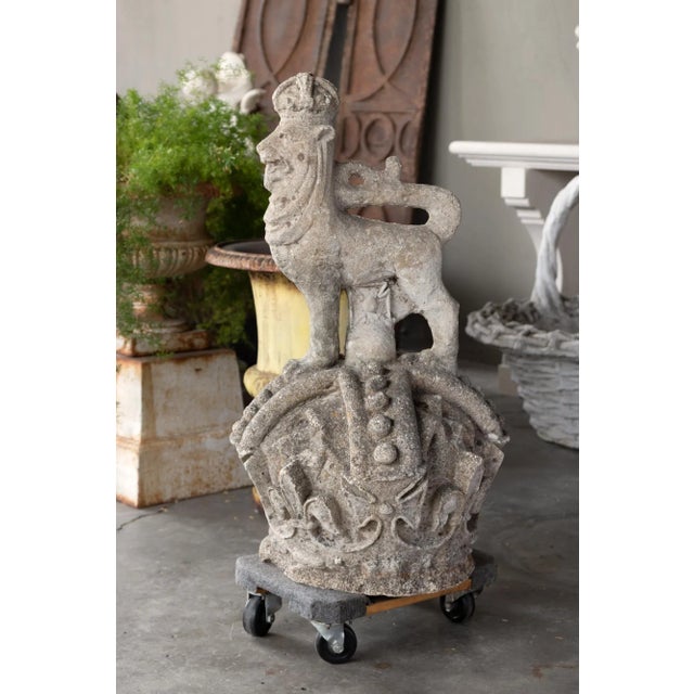 Carved stone architectural element depicting the uppermost element of the Royal Coat of arms for the United Kingdom; The...