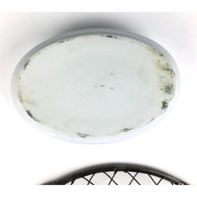 Vintage 1960s Silver Wire and White Ceramic Casserole Set For Sale - Image 11 of 12