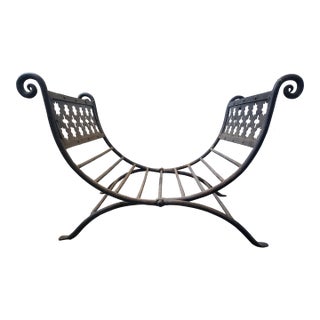 Vintage Forged Iron Firewood Holder For Sale