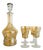 Antique Art Deco Bohemian Amber Glass Decanter Set, 1920s, Set of 7 For Sale