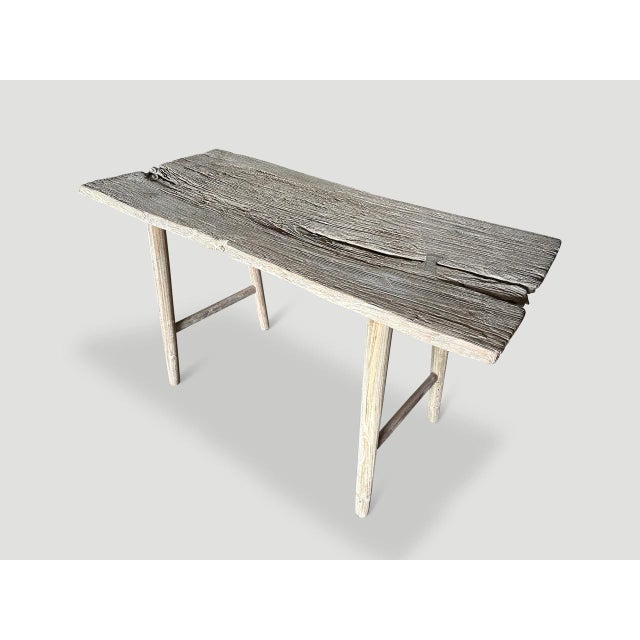 Andrianna Shamaris St. Barts Teak Wood Console Table For Sale - Image 12 of 18