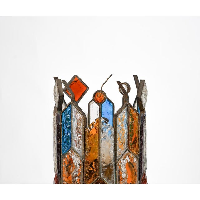 Floor Lamp in Wrought Iron and Hammered Glass from Longobard, 1970s For Sale - Image 11 of 15