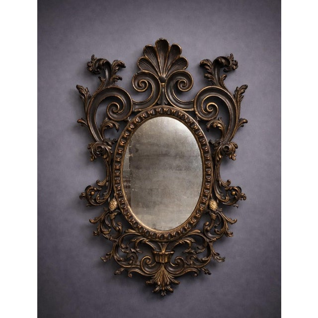 Purple Antique Louis XV Mirror with Scrolling Foliage, Shells and Leaves, 1920s For Sale - Image 8 of 8
